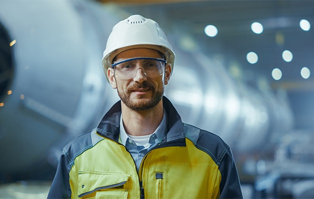 Man wearing hard hat