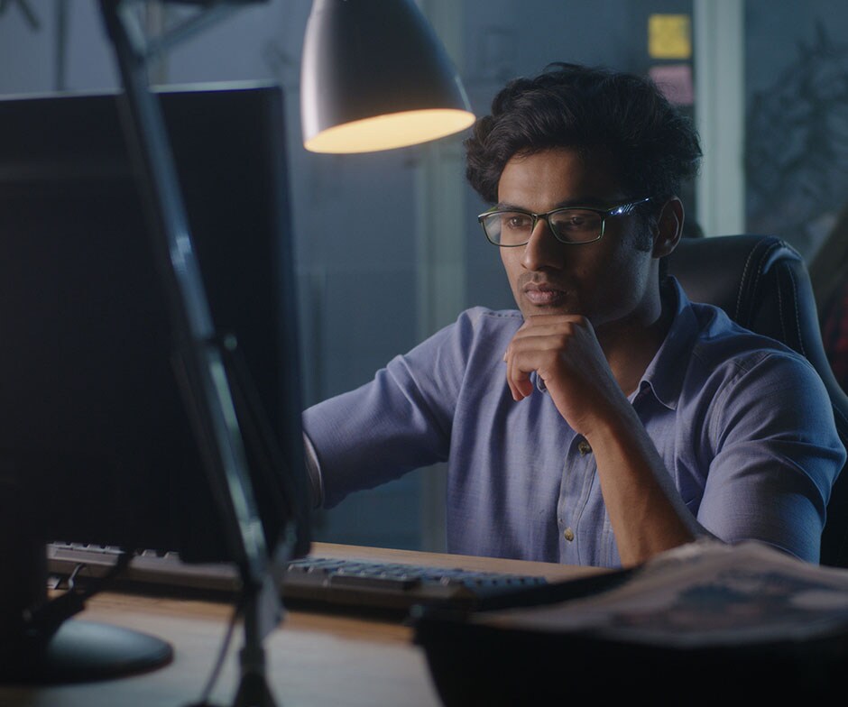 person looking at screen