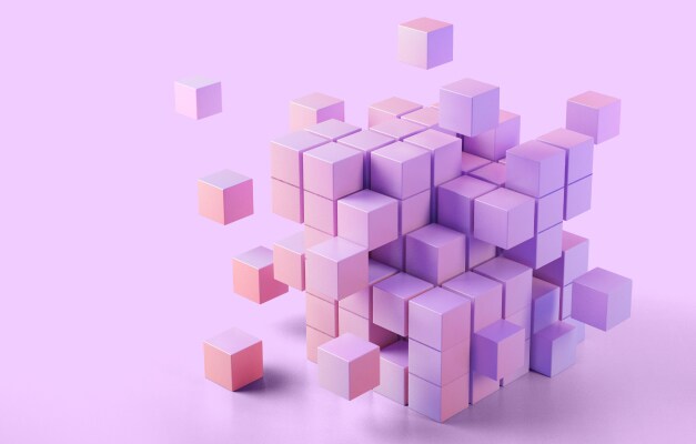 Purple cubes making a bigger cube