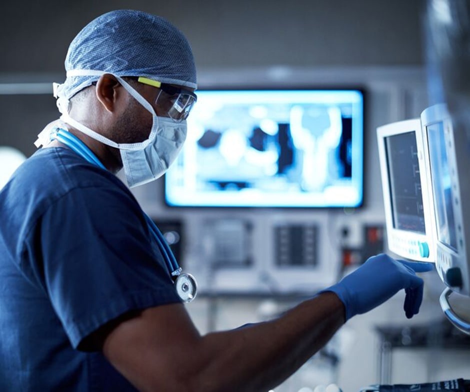 Doctor using medical device
