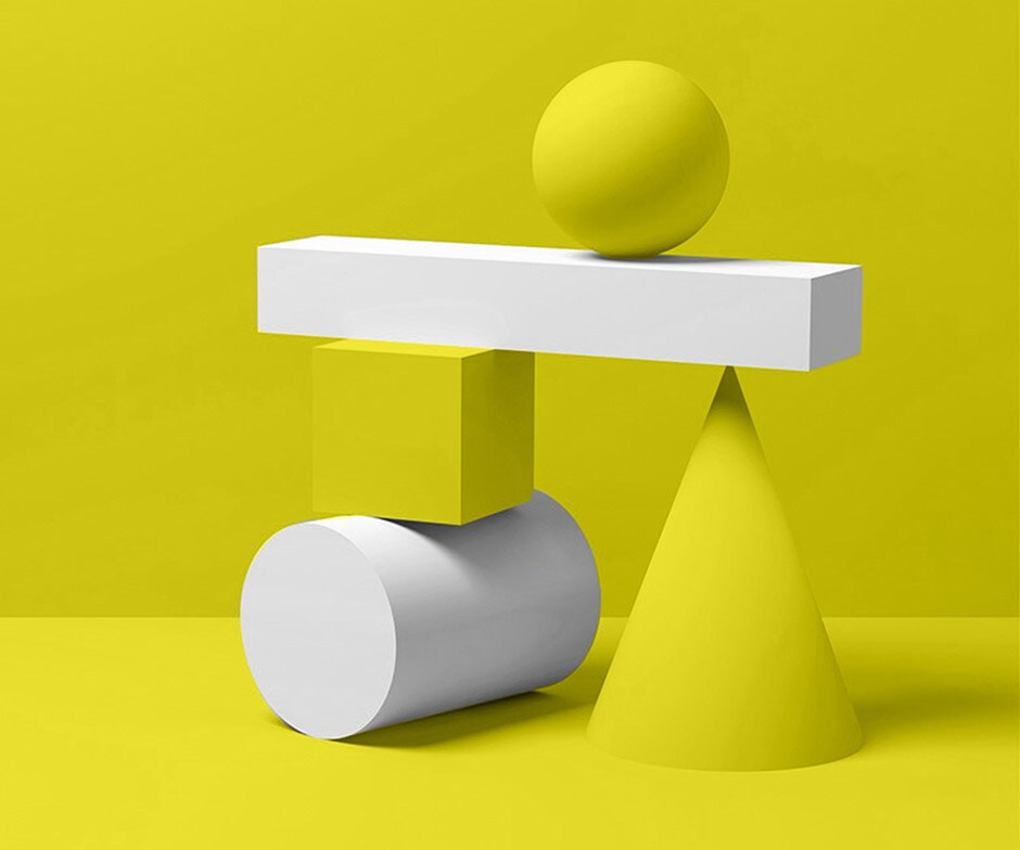 stack of yellow and white shapes