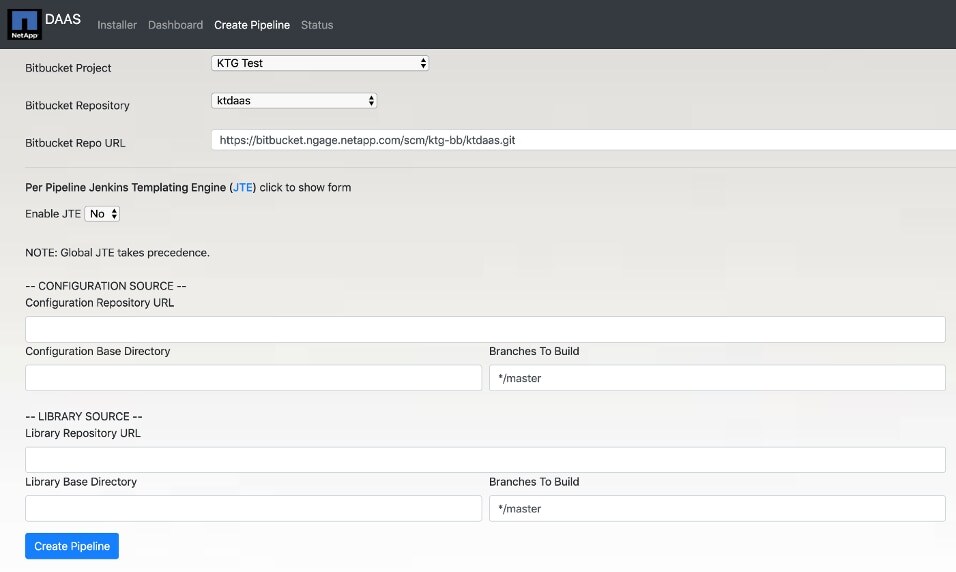 Automated creation of the pipeline