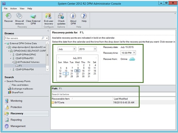 external dpm recovery point