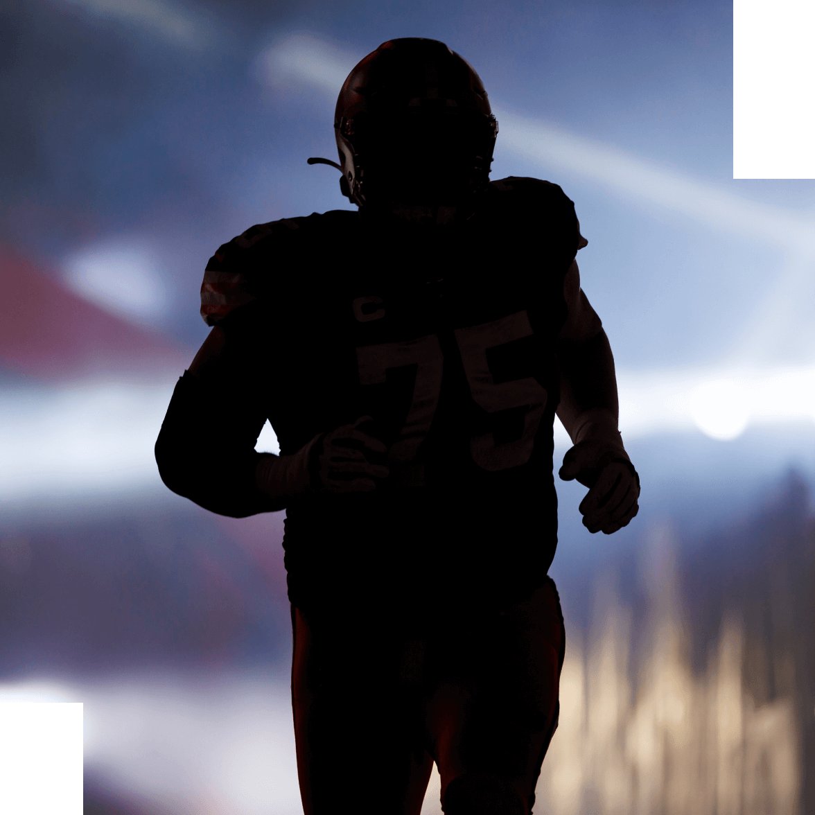 NFL選手の走る影画像