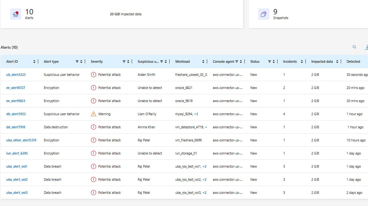 NetApp Ransomware Resilience cyber attack alerts