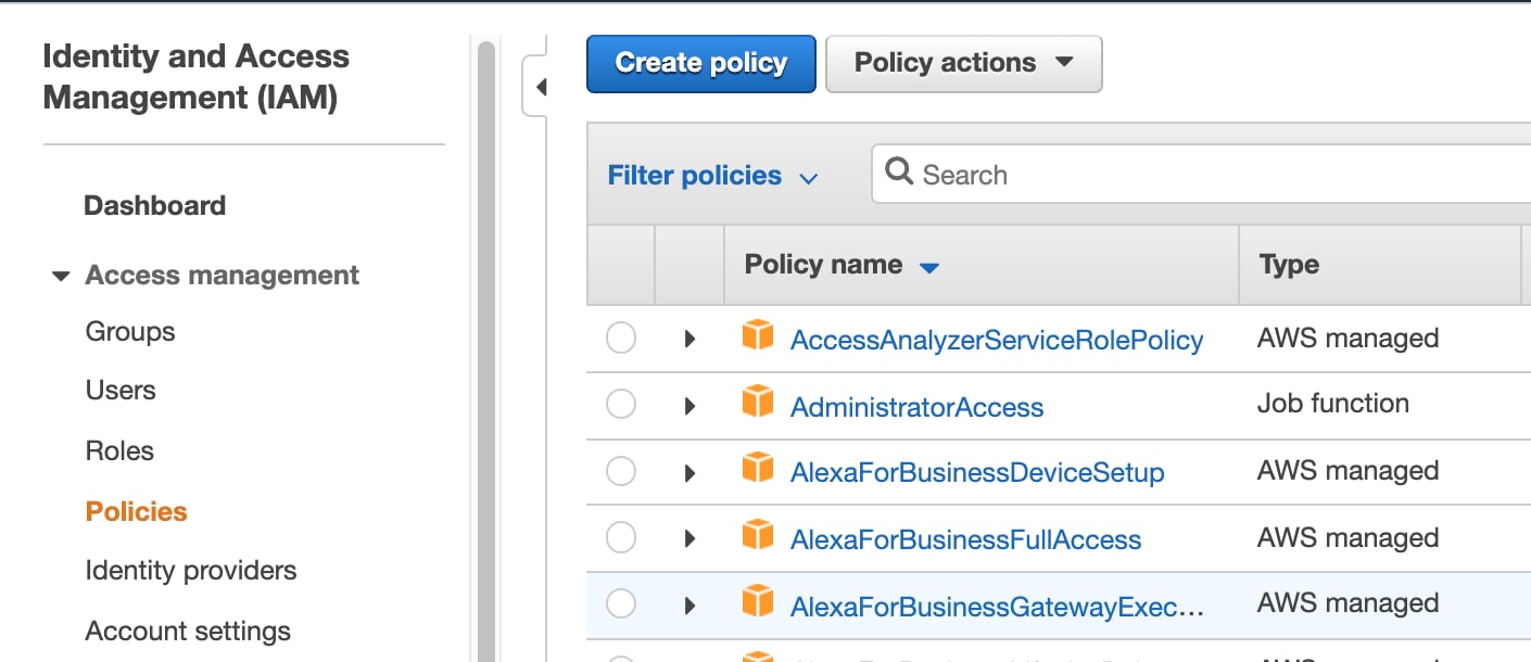 create policy