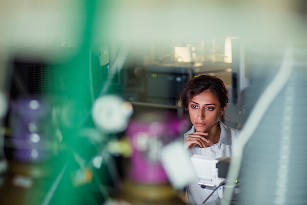 A person working in the lab