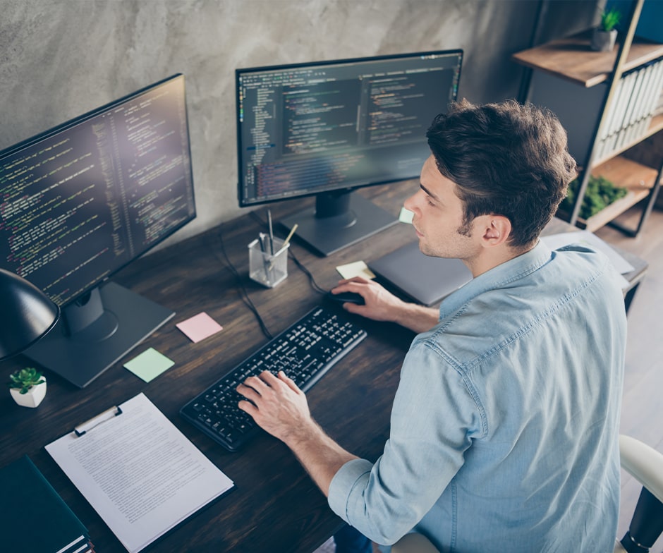 person sitting at desk