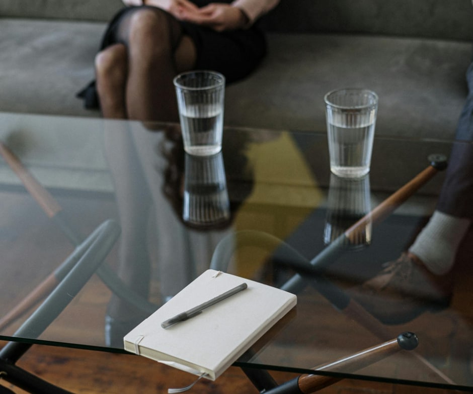 two glasses with water on the table