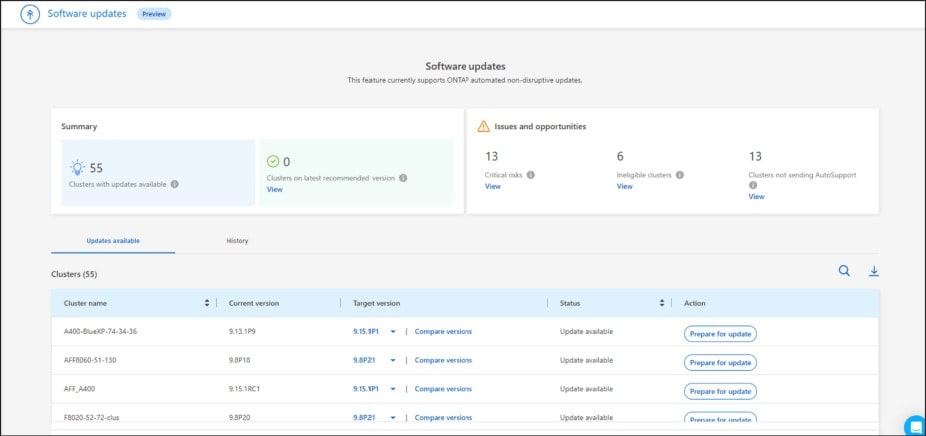BlueXP software updates