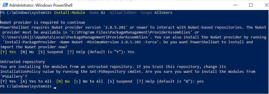 Haz clic en "sí" para instalar los paquetes