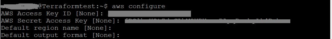 @Terraformtest: ~s aws configure