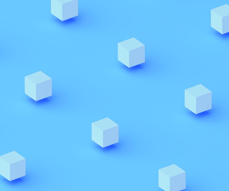 light blue cubes on blue background