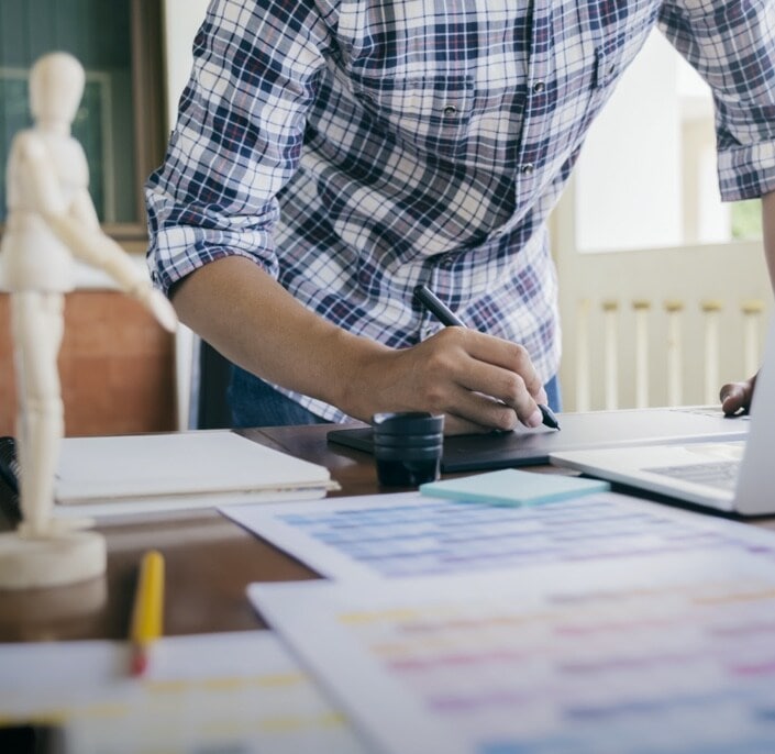 artist working on tablet