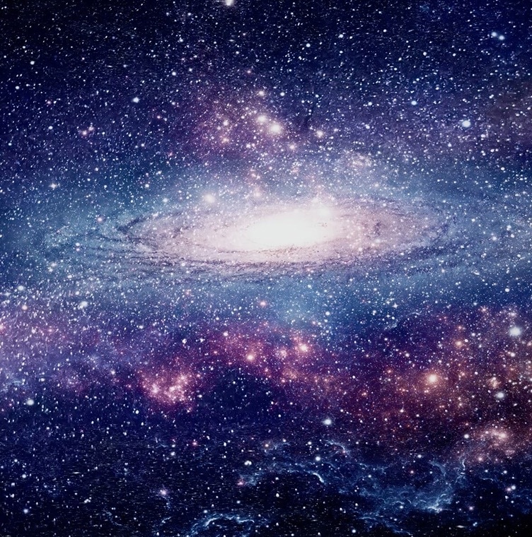 Bright spiral galaxy surrounded by countless stars in deep outer space