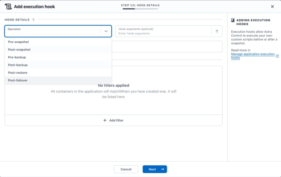 Add execution hook input section