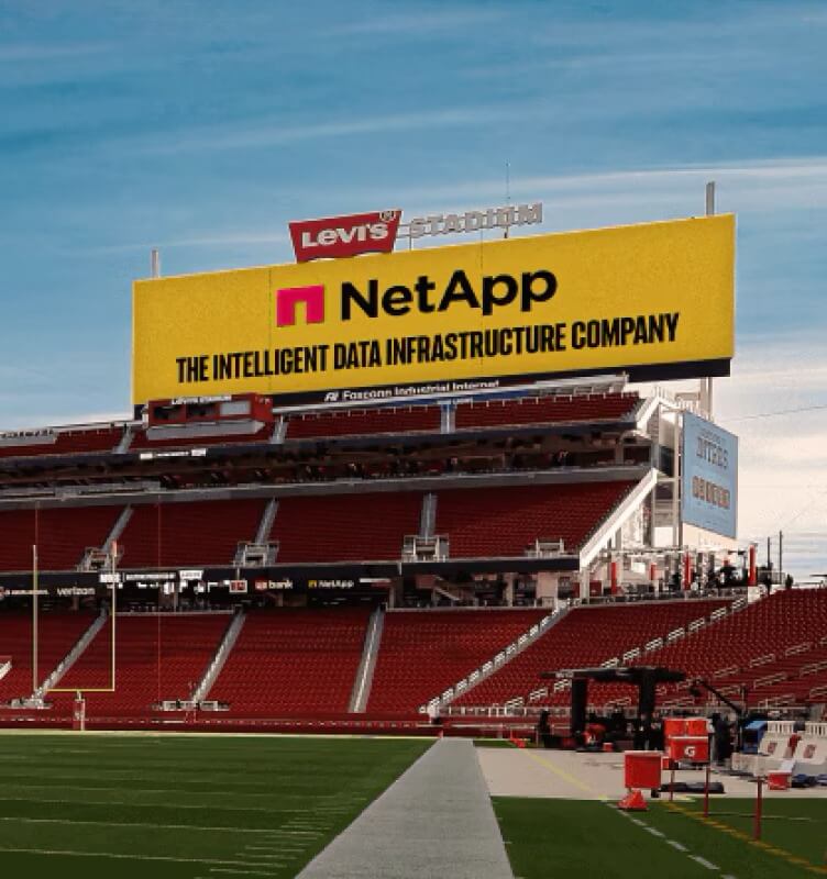NetApp The Intelligent Data Infrastructure Company billboard in Levi Stadium