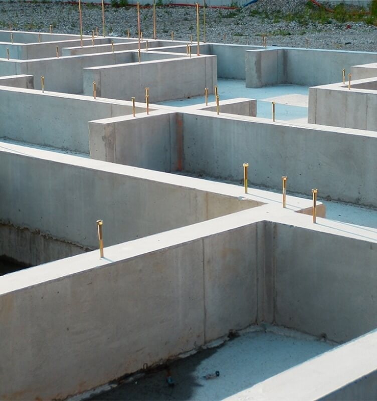 Concrete foundation of a building under construction