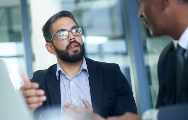 Two people having a discussion