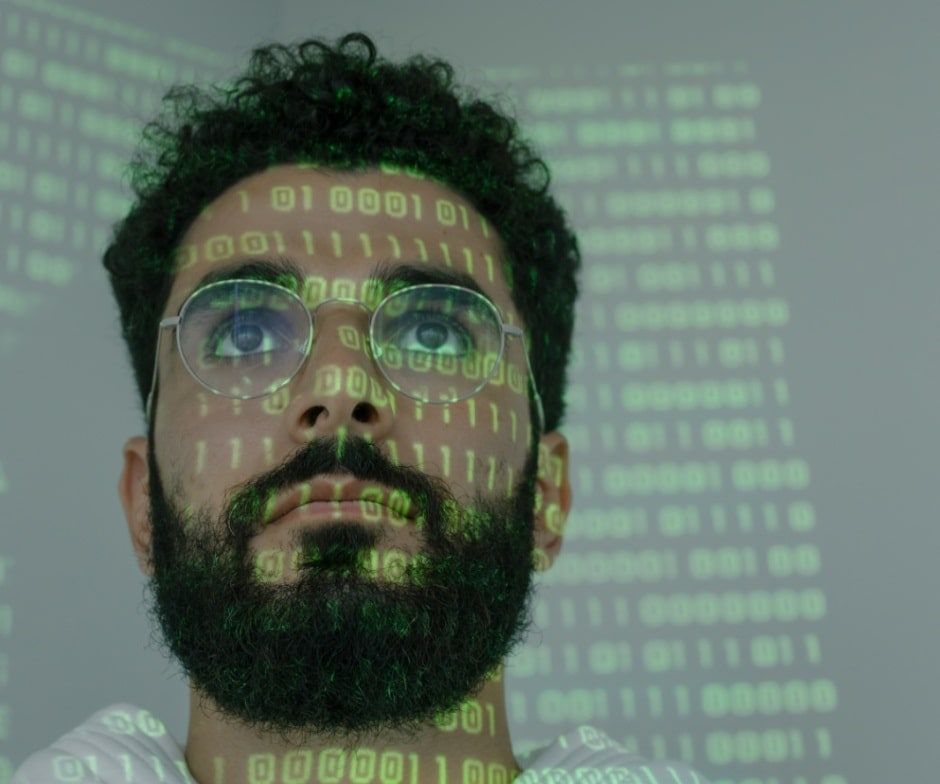 Man looking at screen