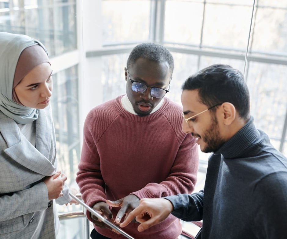 Group of people discussing in office