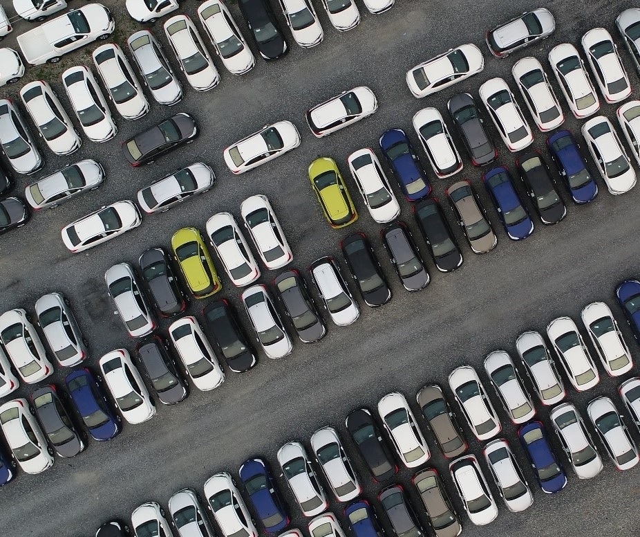 arial view of parking lot