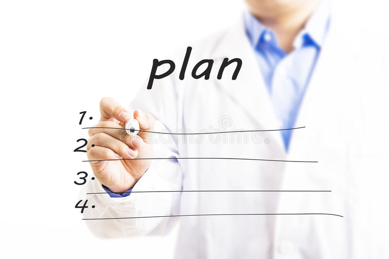 Doctor writing blank plan list