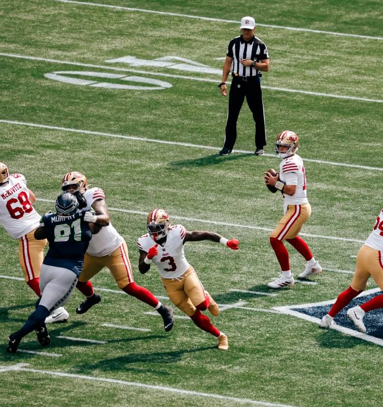 Football play in action on the field