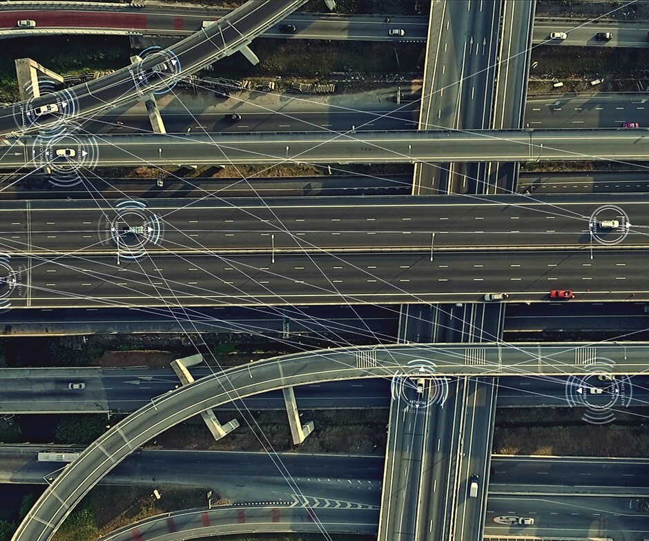 freeways in bird view