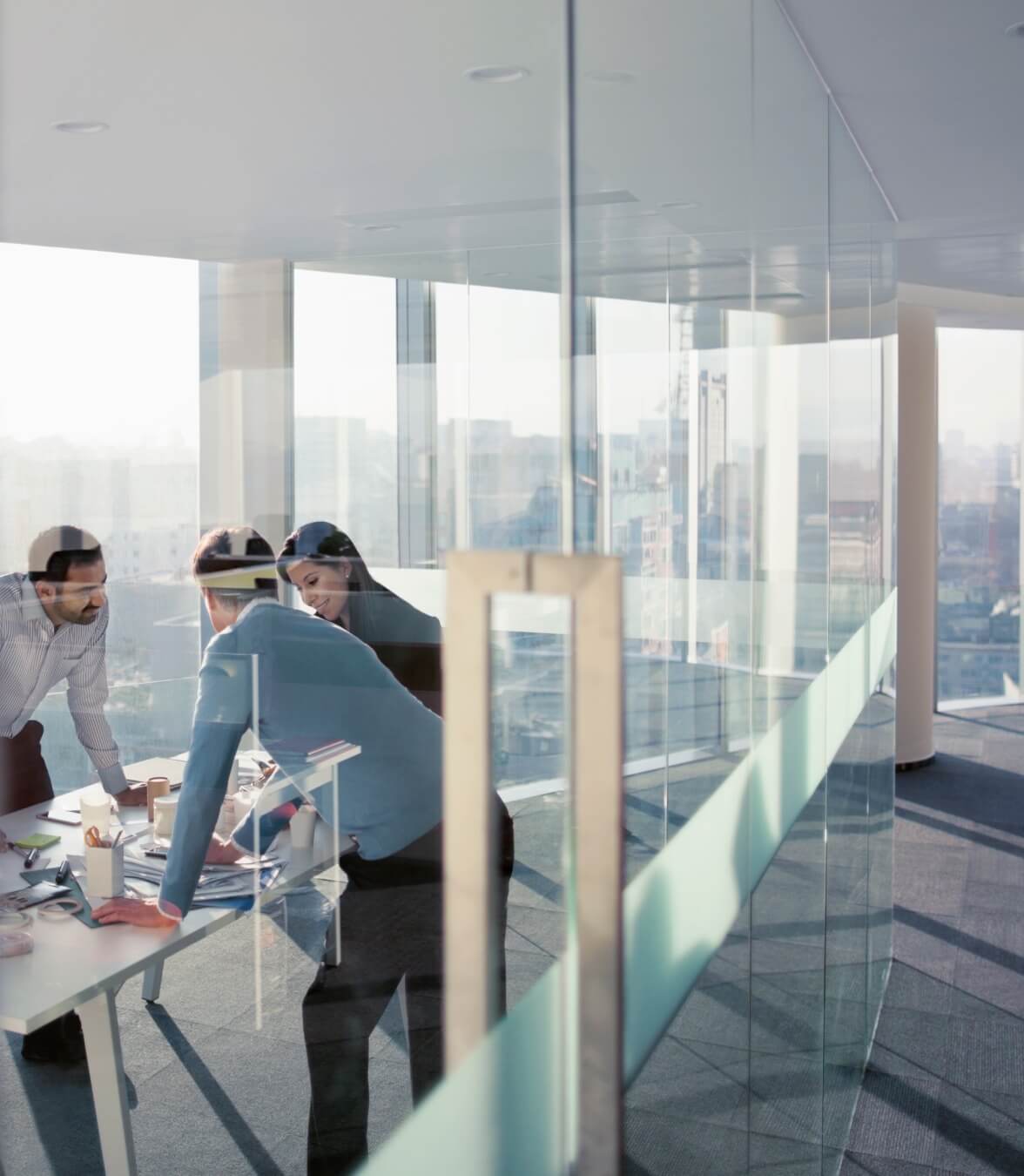 Employee discussing in meeting room