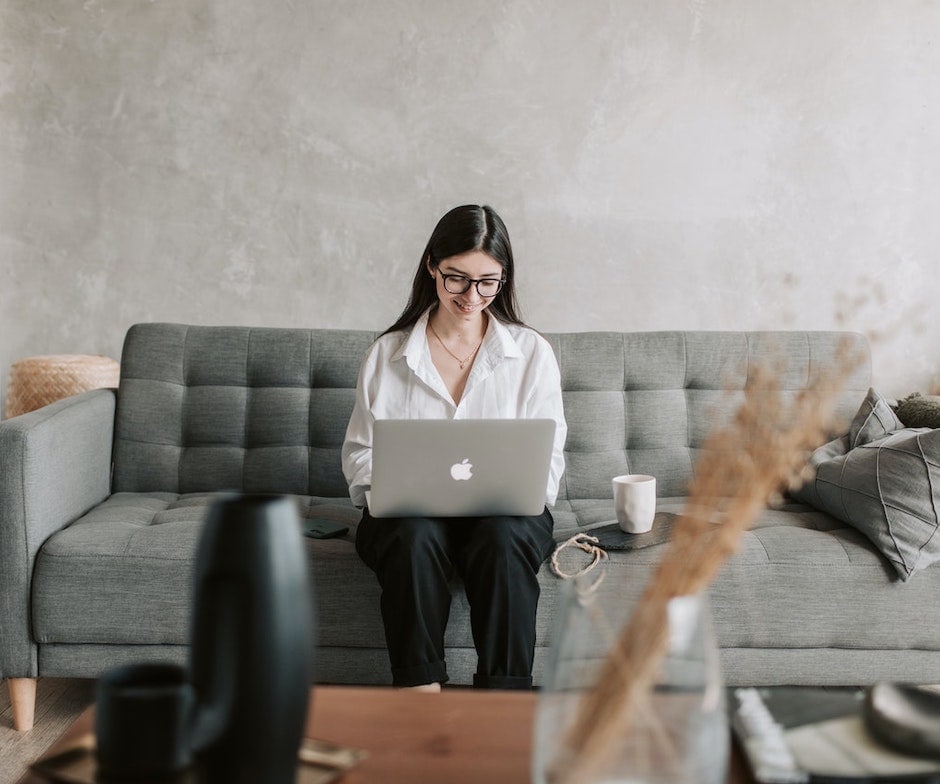 woman working on laptop
