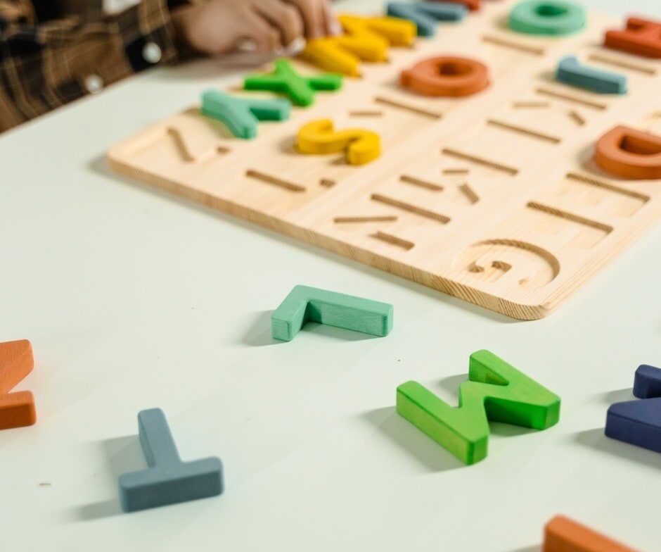 letter blocks on a table