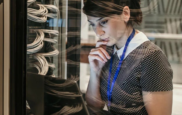 woman working on a computer