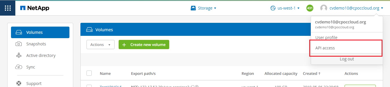 Log in to the NetApp Cloud Orchestrator site