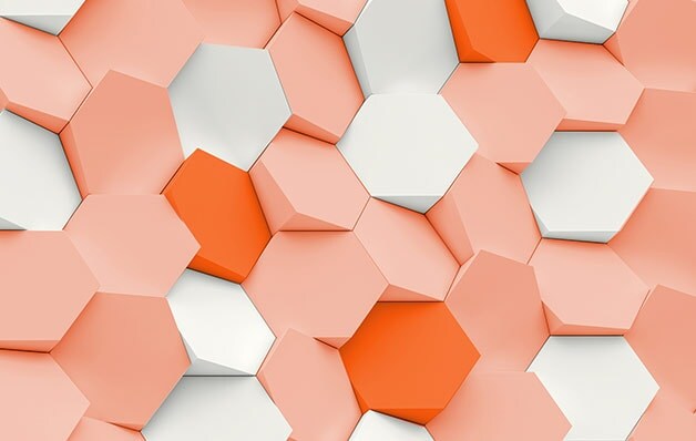 orange, peach, and white hexagons