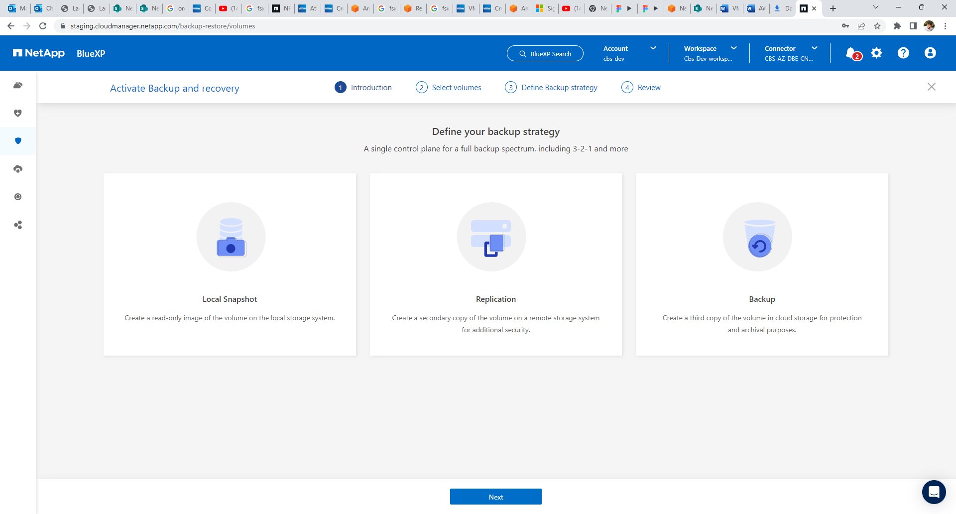 backup and recovery activation screen