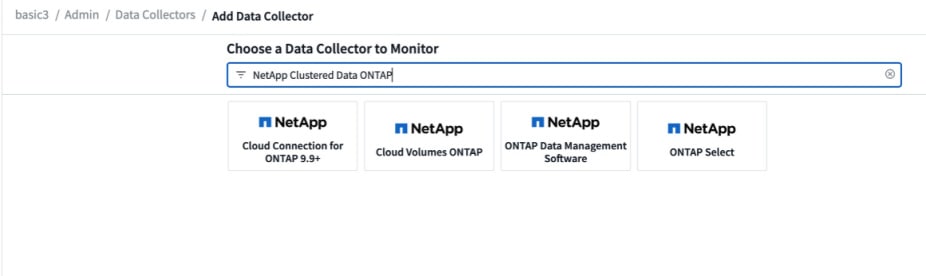 View All Available ONTAP Collectors link to add your ONTAP system