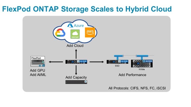 FlexPod ONTAP storage scales to hybrid cloud.