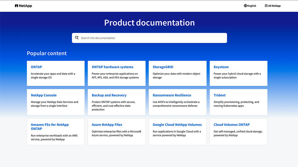 Product Documentation page