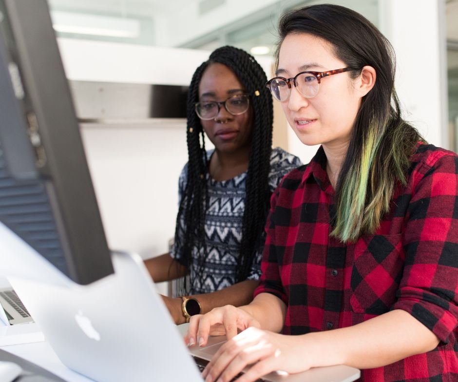 Ladies working on the computer