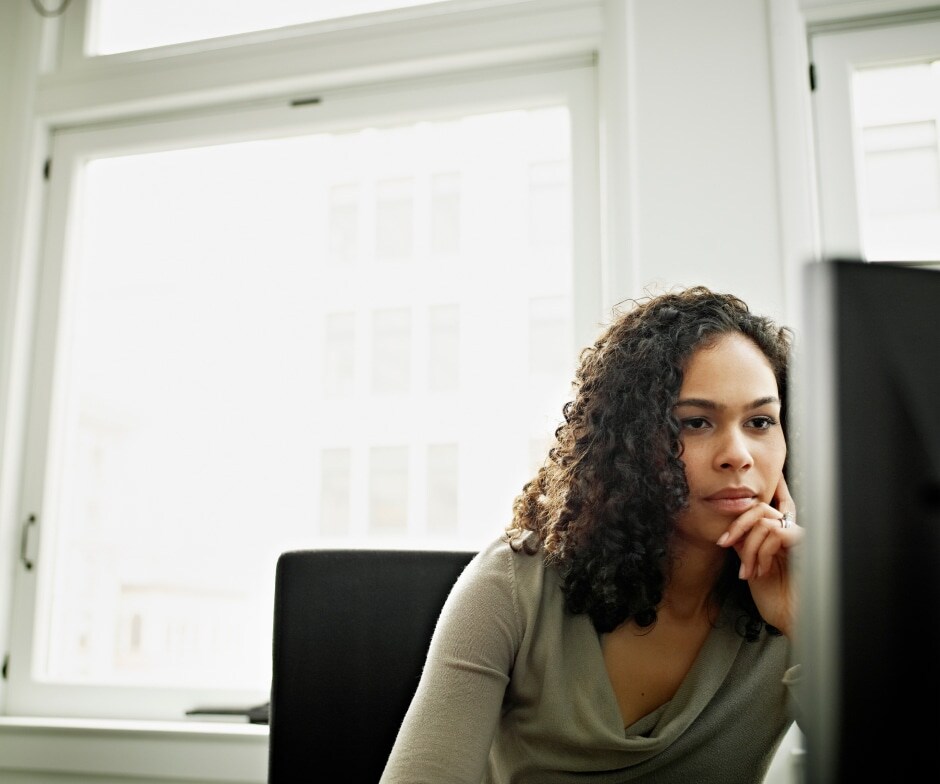One lady working