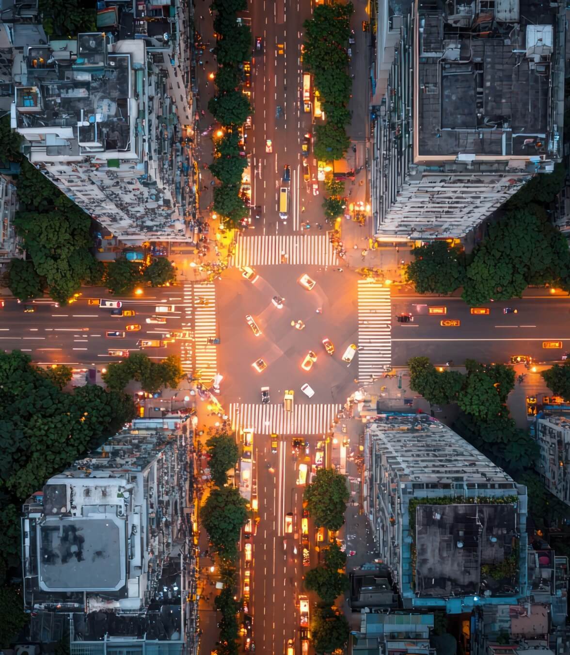top down view of buildings