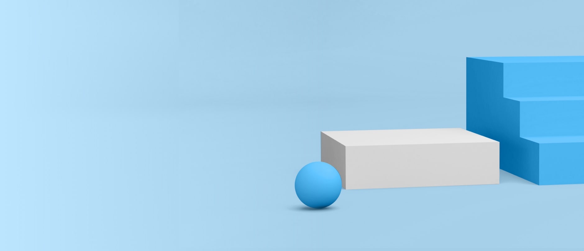 blue sphere in front of white and blue steps