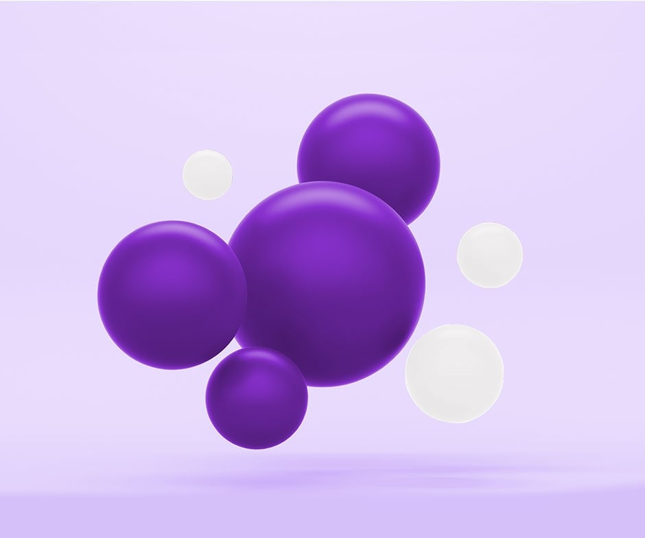 sfere viola e bianche
