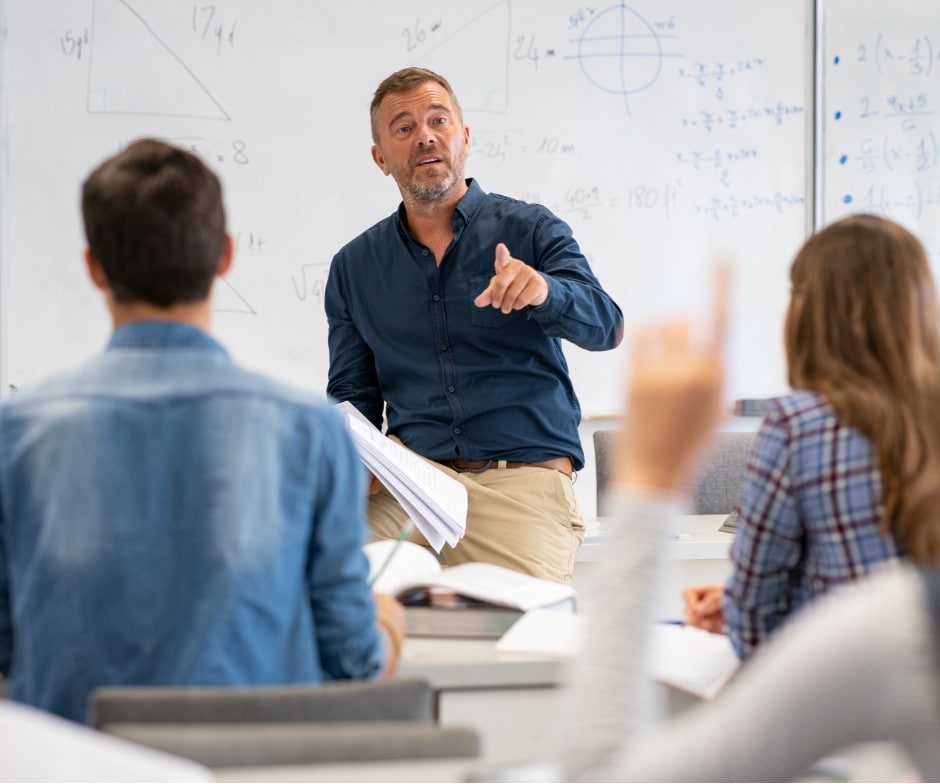 Instructor addressing classroom