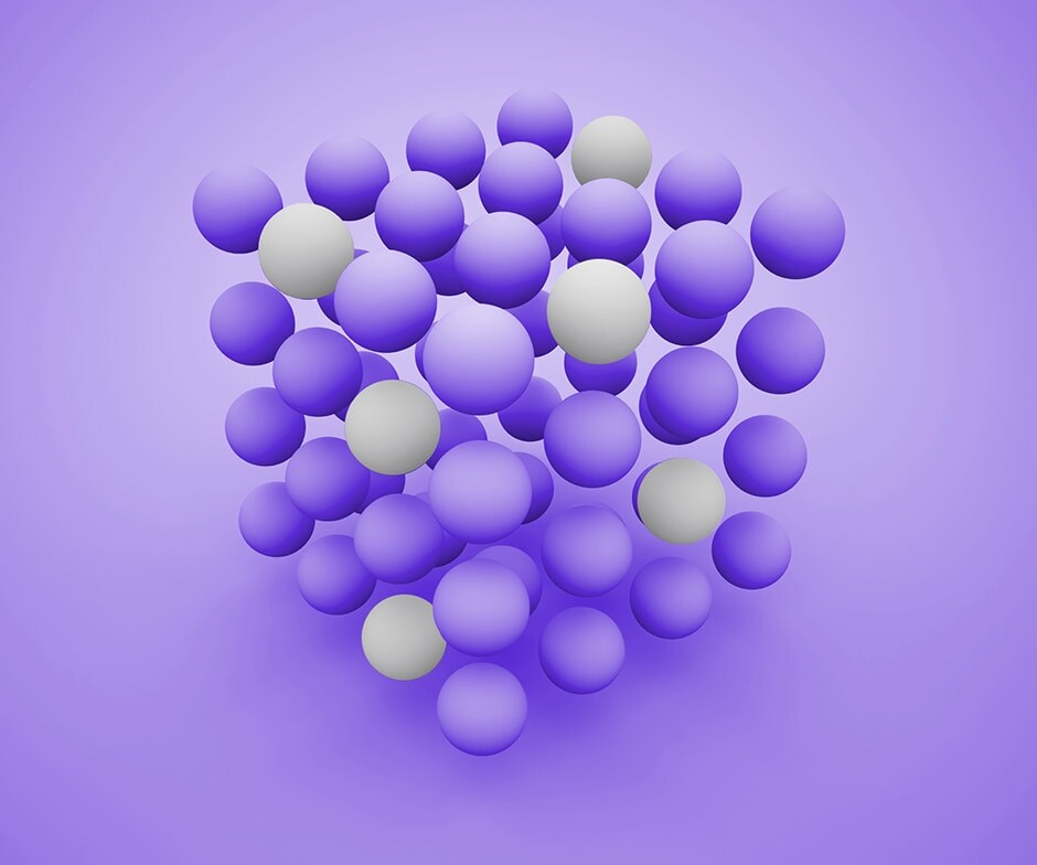 purple and white balls