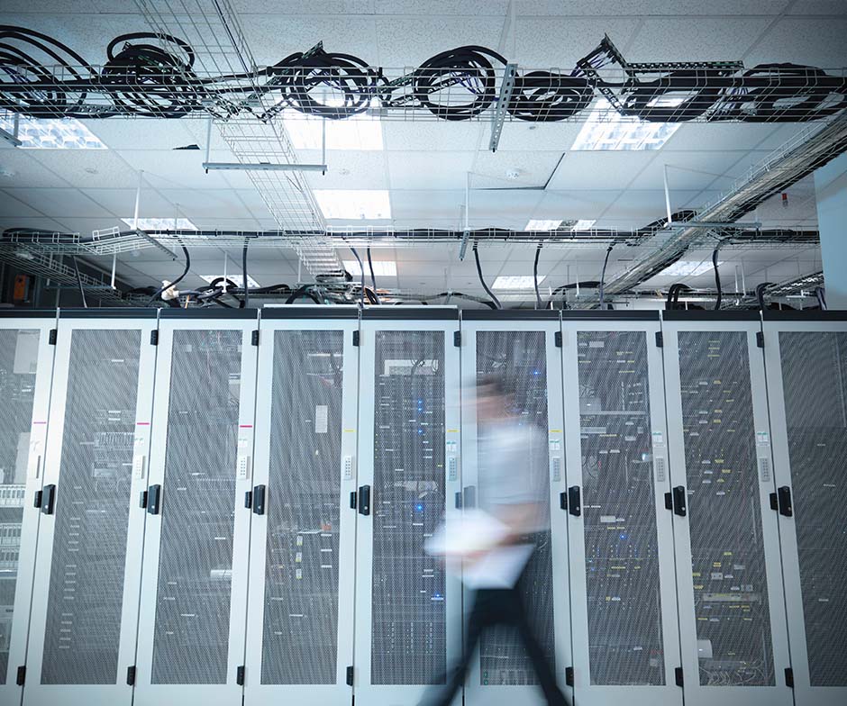 a person walking in datacenter