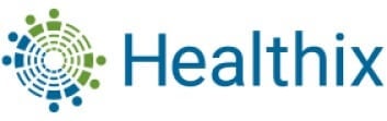 顯示 Healthix 公司標誌，帶有綠色和藍色的圓形圖案。