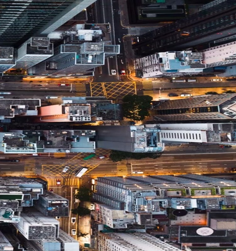 overhead shot of a city