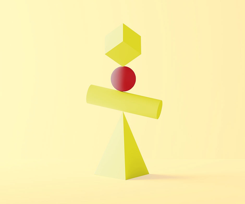 yellow shapes and red circle
